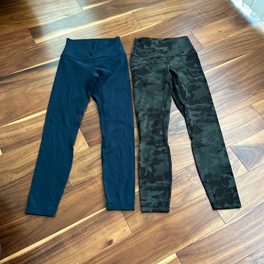 LULULEMON CAMO LEGGINGS AND NAVY LEGGINGS BOTH SIZE 4